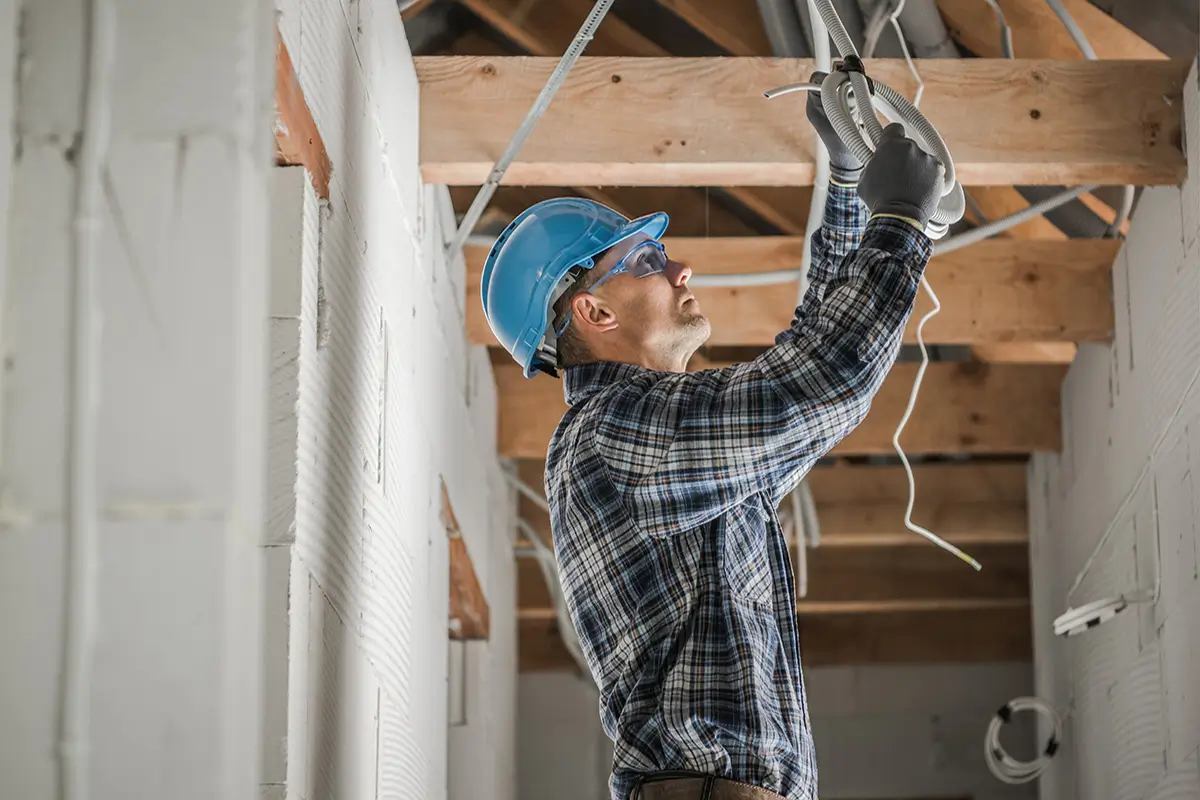 Elektroinstallateur bei fixin.ch verlegt Leitungen, montiert Geräte