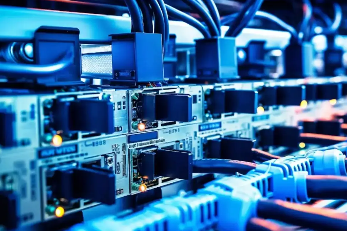 Netzwerkinfrastruktur im Rack Zoom Ansicht